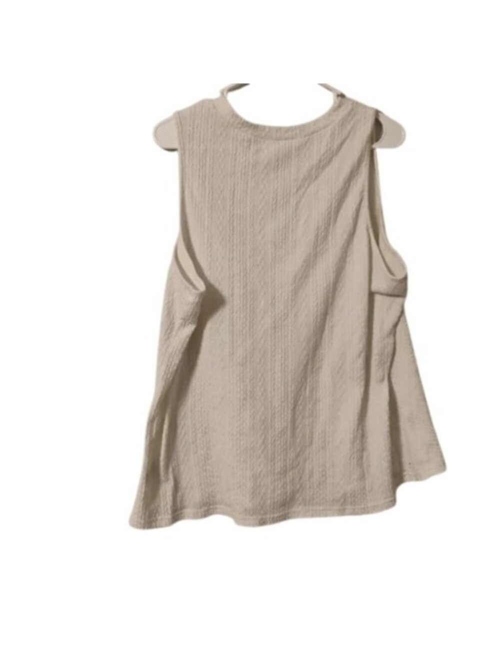 Women's 2x Sleeveless Sweater Textured High Neck Cream Tank Top